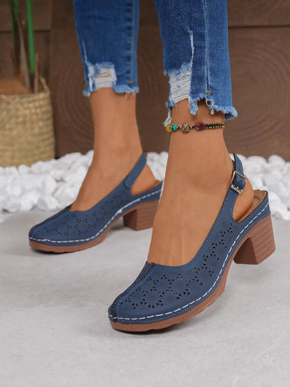 Women's Wedge Sandals – Cut-Out, High Heel