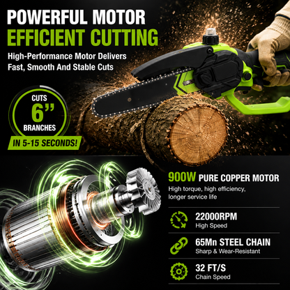 Mini Chainsaw 8-Inch Portable Electric Chainsaw for Tree Trimming & DIY URL Handle