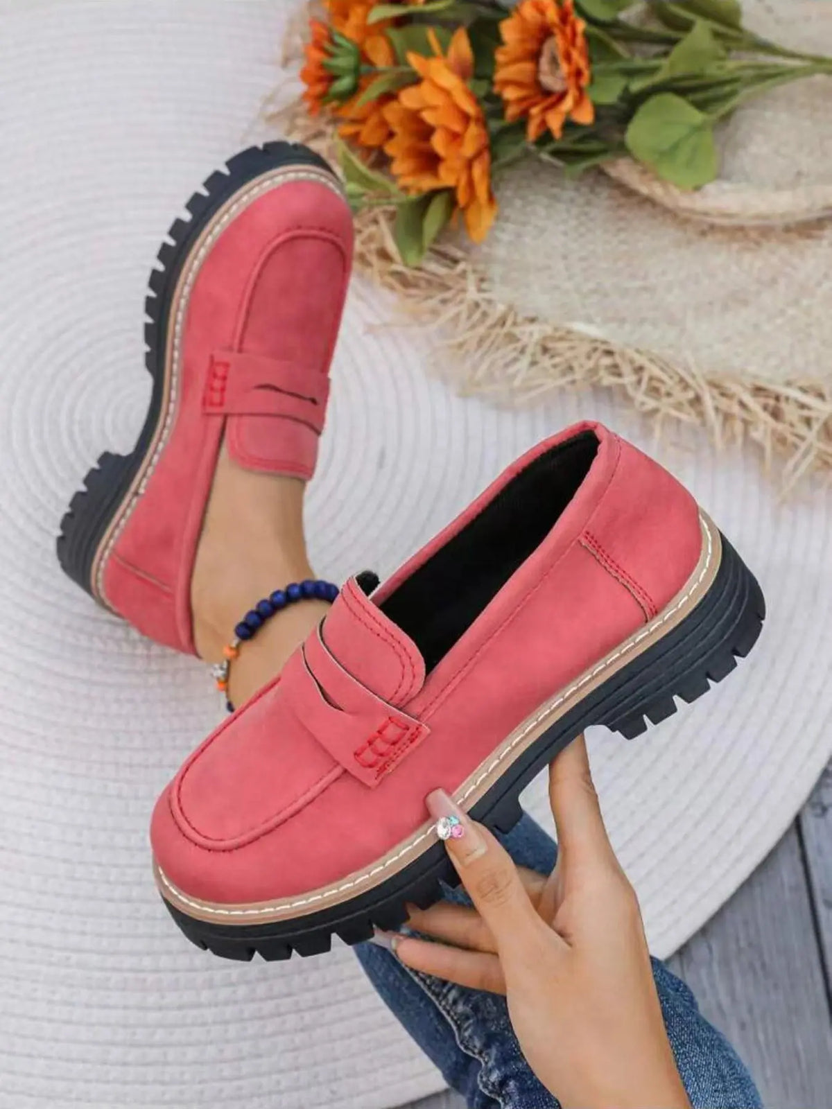 Women's Loafers – Round Toe, Slip-On, Wide Fit