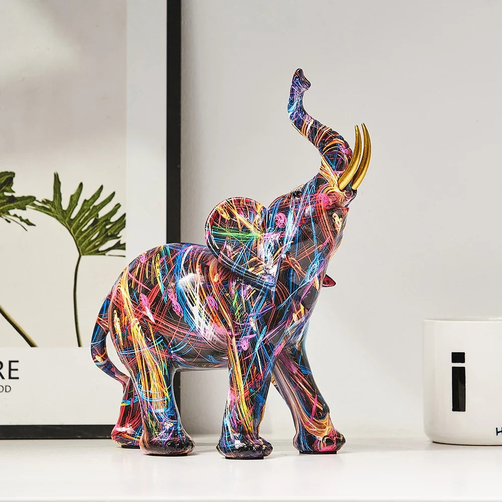 Elephant Statue with Vibrant Graffiti Art