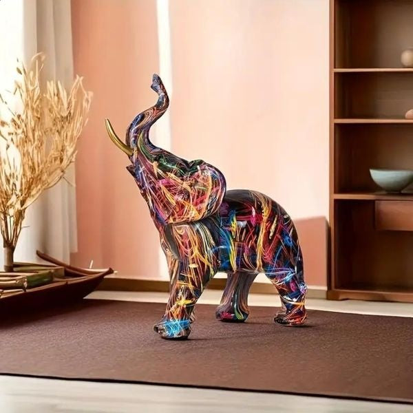Elephant Statue with Vibrant Graffiti Art