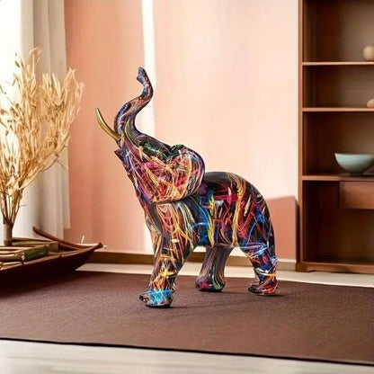 Elephant Statue with Vibrant Graffiti Art