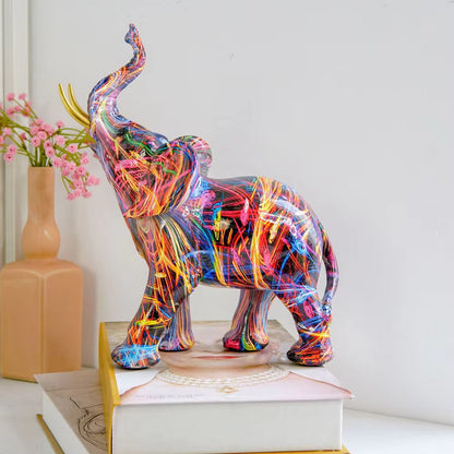 Elephant Statue with Vibrant Graffiti Art