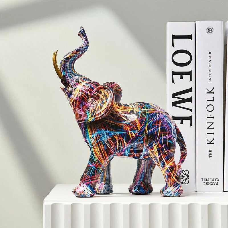 Elephant Statue with Vibrant Graffiti Art