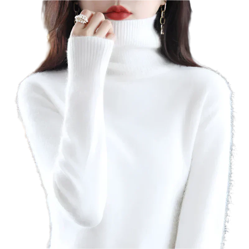 AuroraWeave Women's Cashmere Turtleneck Sweater - Autumn Knit