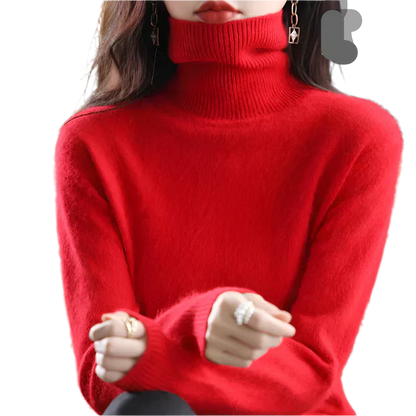 AuroraWeave Women's Cashmere Turtleneck Sweater - Autumn Knit
