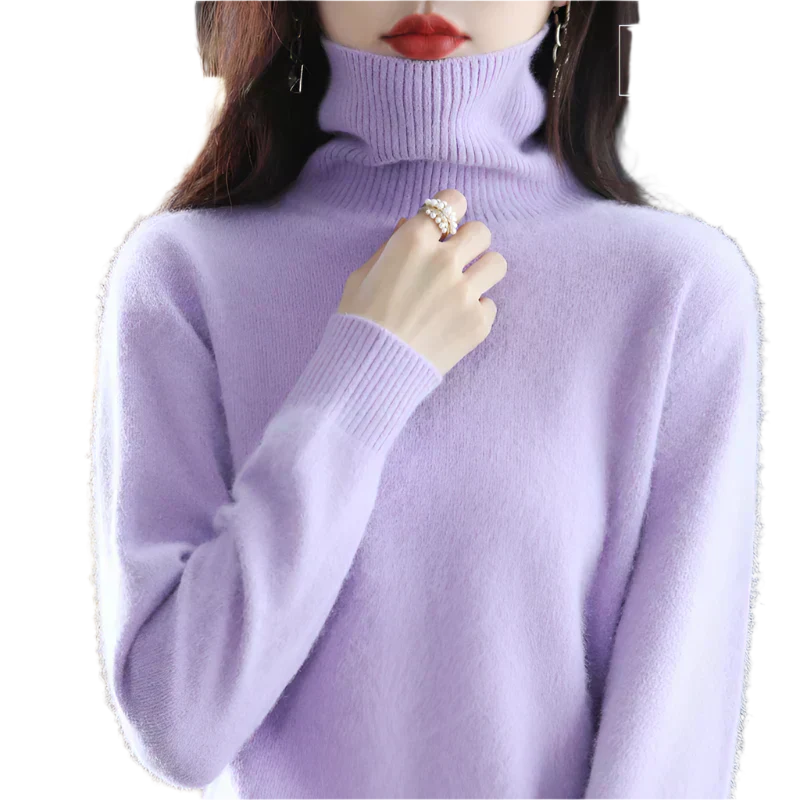 AuroraWeave Women's Cashmere Turtleneck Sweater - Autumn Knit