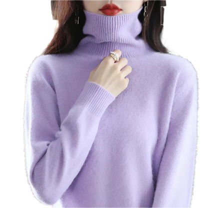 AuroraWeave Women's Cashmere Turtleneck Sweater - Autumn Knit