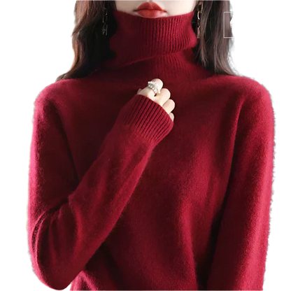 AuroraWeave Women's Cashmere Turtleneck Sweater - Autumn Knit