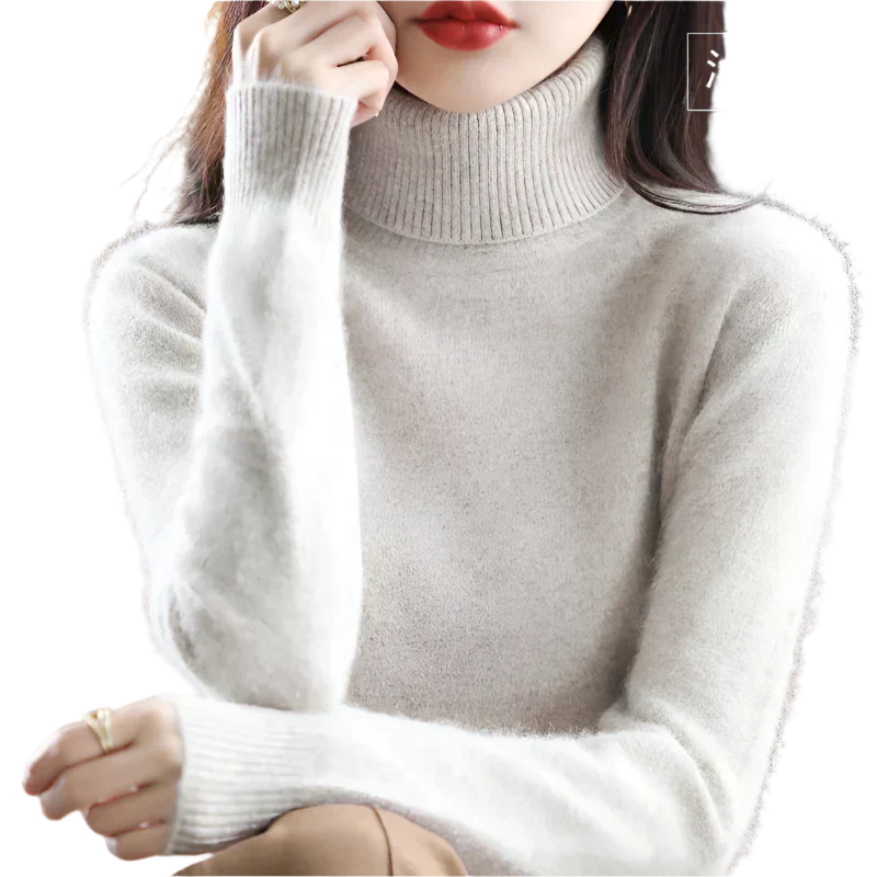 AuroraWeave Women's Cashmere Turtleneck Sweater - Autumn Knit