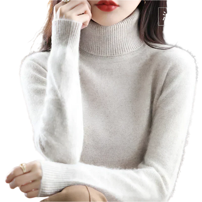 AuroraWeave Women's Cashmere Turtleneck Sweater - Autumn Knit