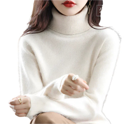 AuroraWeave Women's Cashmere Turtleneck Sweater - Autumn Knit