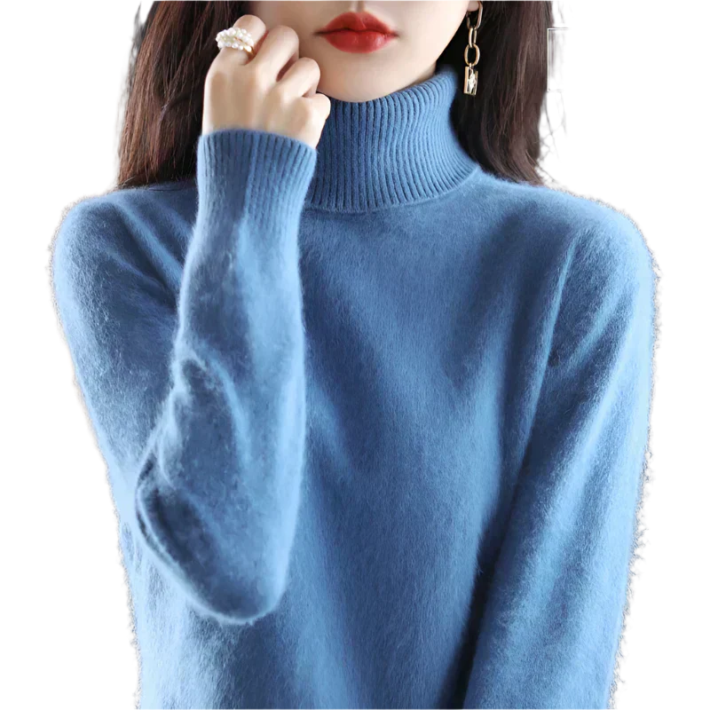 AuroraWeave Women's Cashmere Turtleneck Sweater - Autumn Knit