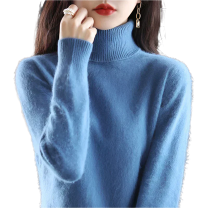 AuroraWeave Women's Cashmere Turtleneck Sweater - Autumn Knit