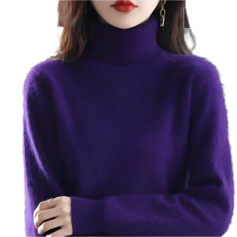 AuroraWeave Women's Cashmere Turtleneck Sweater - Autumn Knit