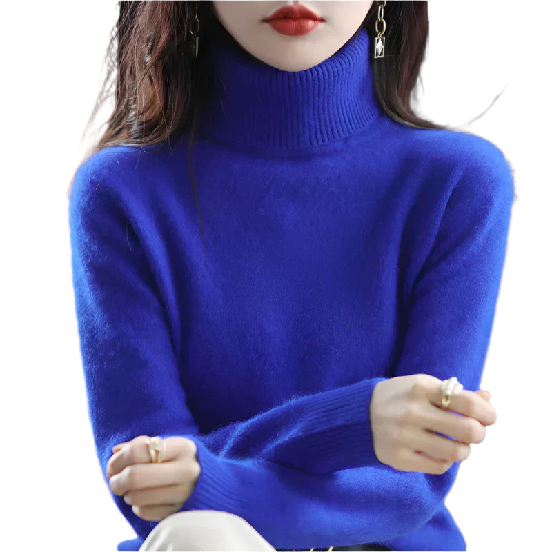 AuroraWeave Women's Cashmere Turtleneck Sweater - Autumn Knit
