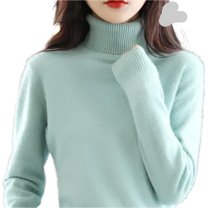 AuroraWeave Women's Cashmere Turtleneck Sweater - Autumn Knit