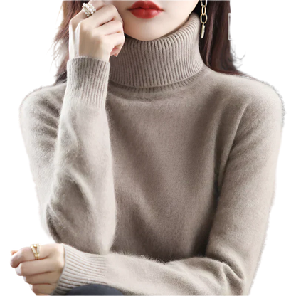 AuroraWeave Women's Cashmere Turtleneck Sweater - Autumn Knit