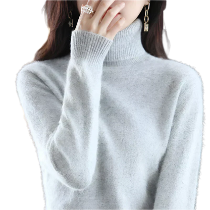 AuroraWeave Women's Cashmere Turtleneck Sweater - Autumn Knit