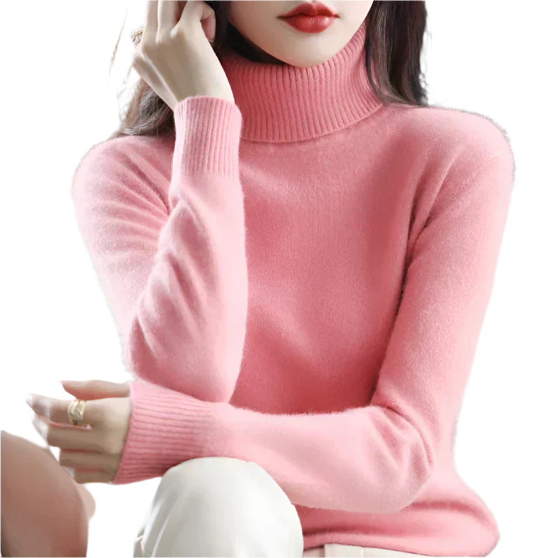 AuroraWeave Women's Cashmere Turtleneck Sweater - Autumn Knit
