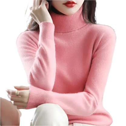 AuroraWeave Women's Cashmere Turtleneck Sweater - Autumn Knit