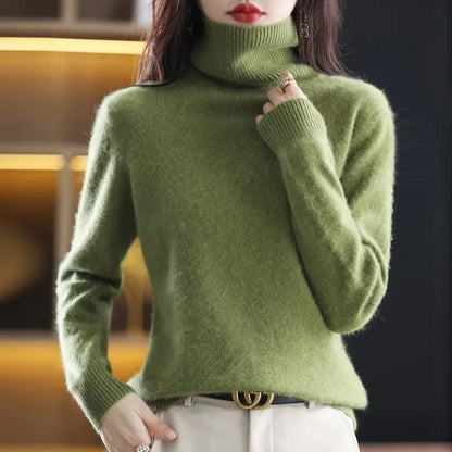 AuroraWeave Women's Cashmere Turtleneck Sweater - Autumn Knit