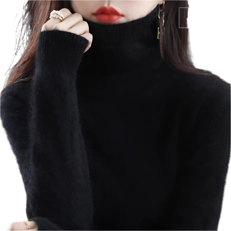 AuroraWeave Women's Cashmere Turtleneck Sweater - Autumn Knit