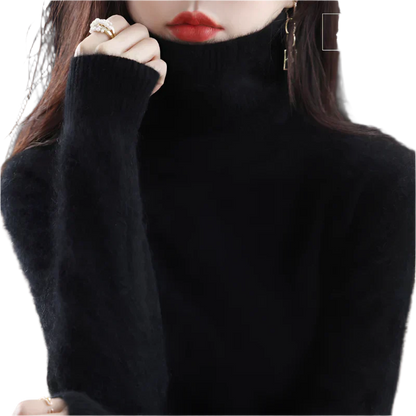 AuroraWeave Women's Cashmere Turtleneck Sweater - Autumn Knit
