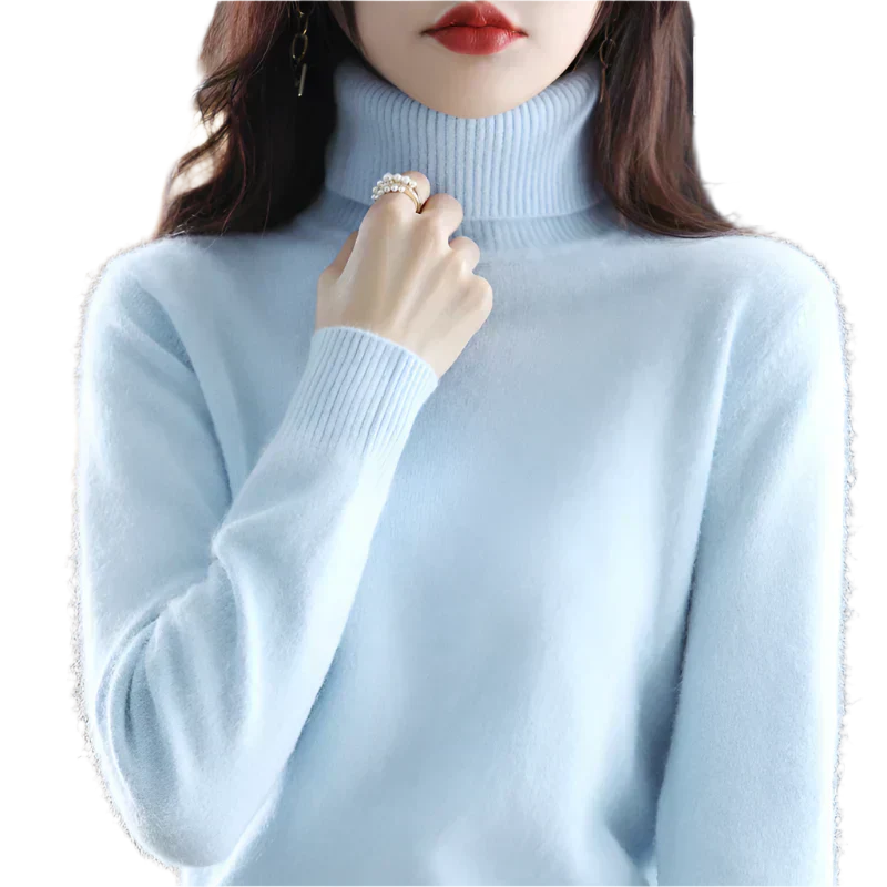 AuroraWeave Women's Cashmere Turtleneck Sweater - Autumn Knit