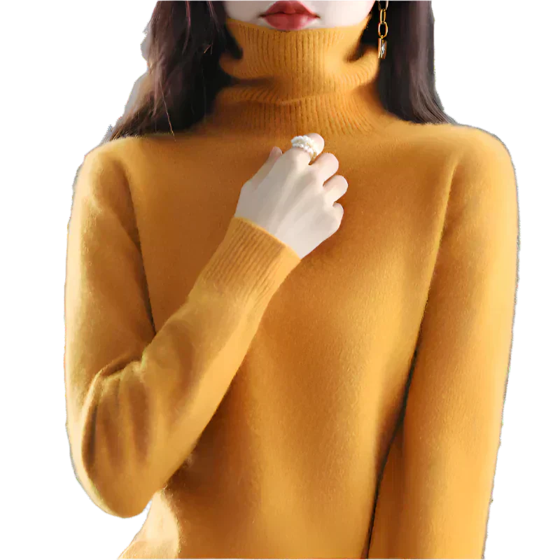 AuroraWeave Women's Cashmere Turtleneck Sweater - Autumn Knit