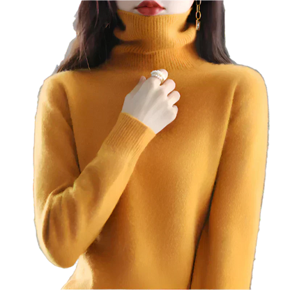 AuroraWeave Women's Cashmere Turtleneck Sweater - Autumn Knit