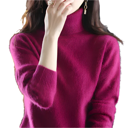 AuroraWeave Women's Cashmere Turtleneck Sweater - Autumn Knit