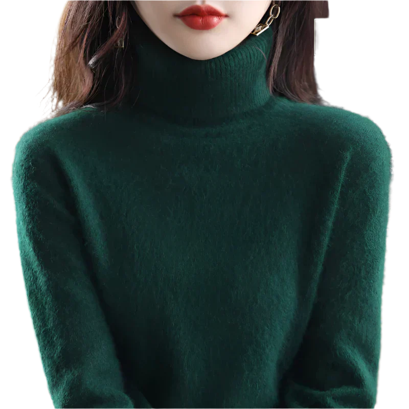 AuroraWeave Women's Cashmere Turtleneck Sweater - Autumn Knit