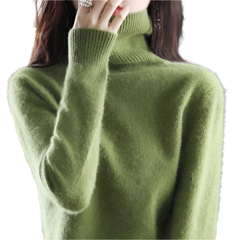 AuroraWeave Women's Cashmere Turtleneck Sweater - Autumn Knit