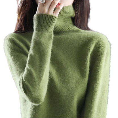 AuroraWeave Women's Cashmere Turtleneck Sweater - Autumn Knit