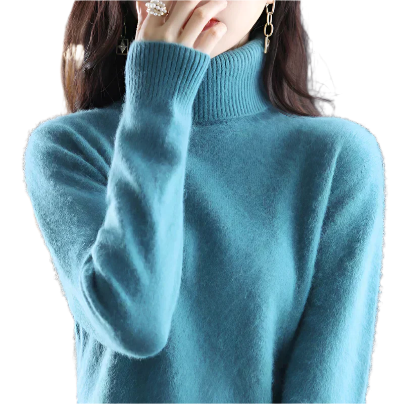 AuroraWeave Women's Cashmere Turtleneck Sweater - Autumn Knit