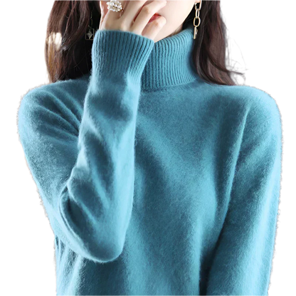 AuroraWeave Women's Cashmere Turtleneck Sweater - Autumn Knit