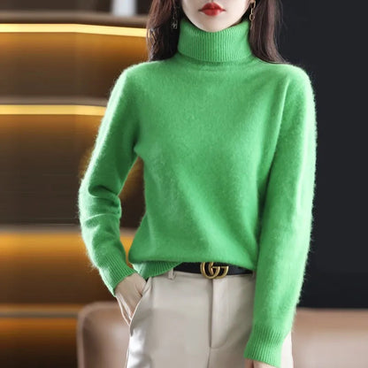 AuroraWeave Women's Cashmere Turtleneck Sweater - Autumn Knit