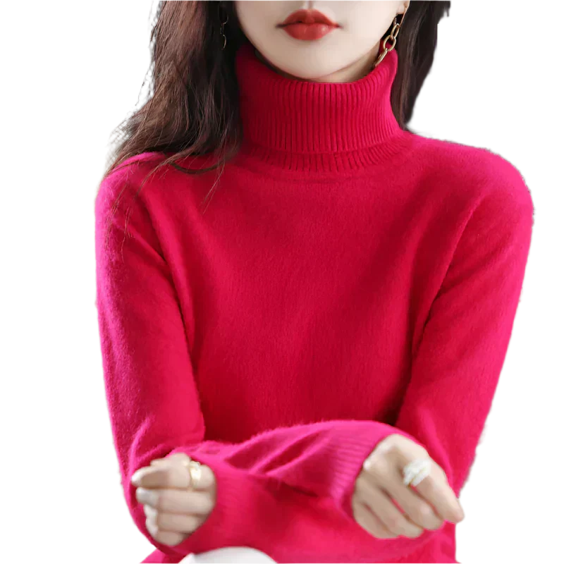 AuroraWeave Women's Cashmere Turtleneck Sweater - Autumn Knit