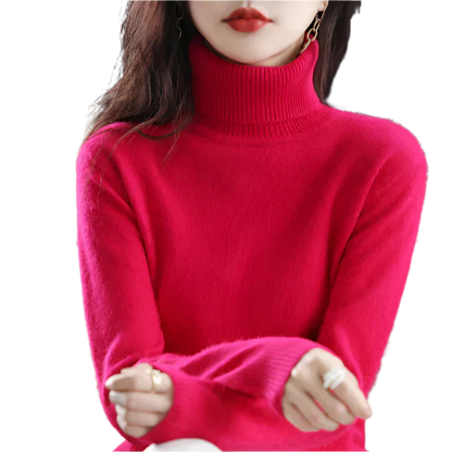 AuroraWeave Women's Cashmere Turtleneck Sweater - Autumn Knit