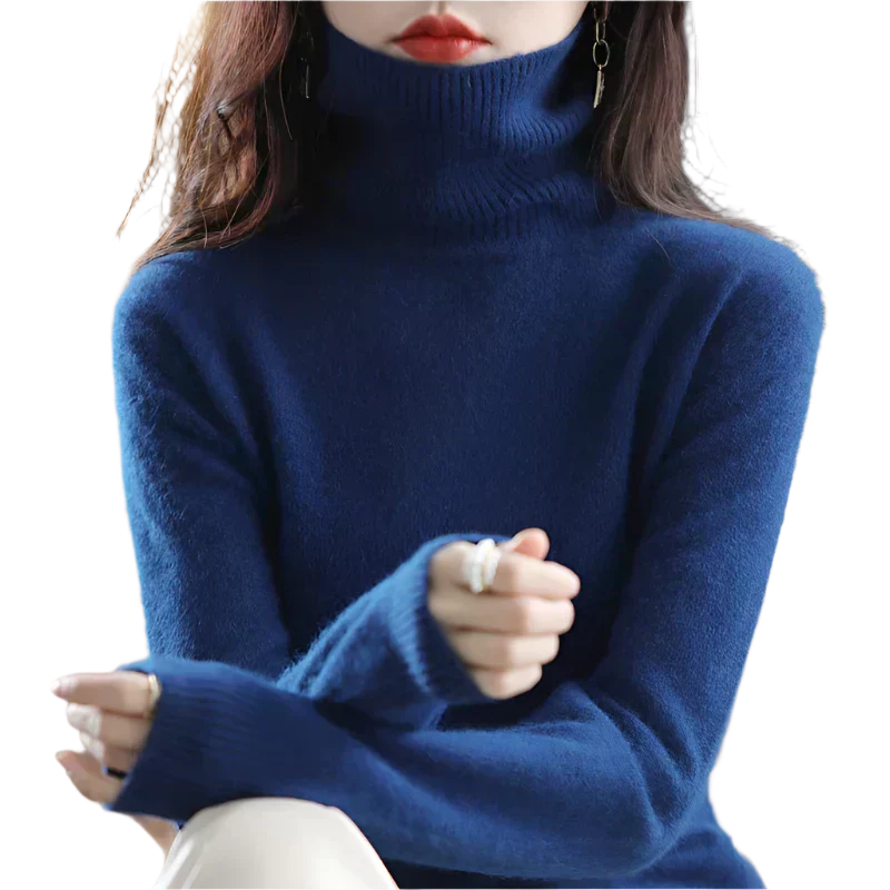 AuroraWeave Women's Cashmere Turtleneck Sweater - Autumn Knit