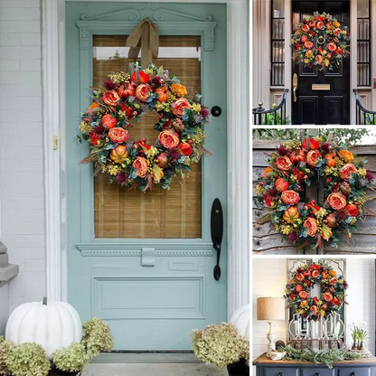 Peony Pumpkin Wreath 40cm Door Decor for Fall