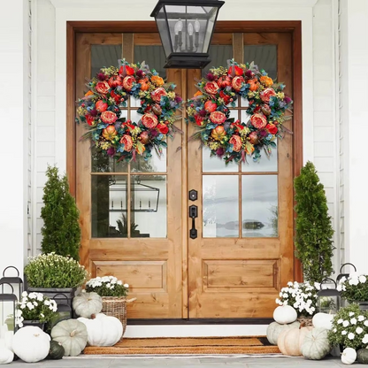 Peony Pumpkin Wreath 40cm Door Decor for Fall