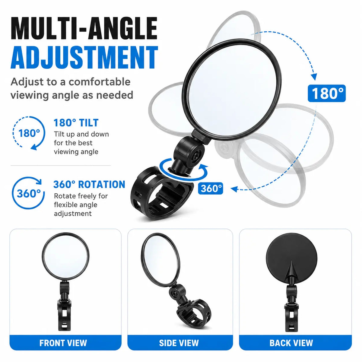2 Counts, Bicycle Handlebar Convex Rearview Mirror