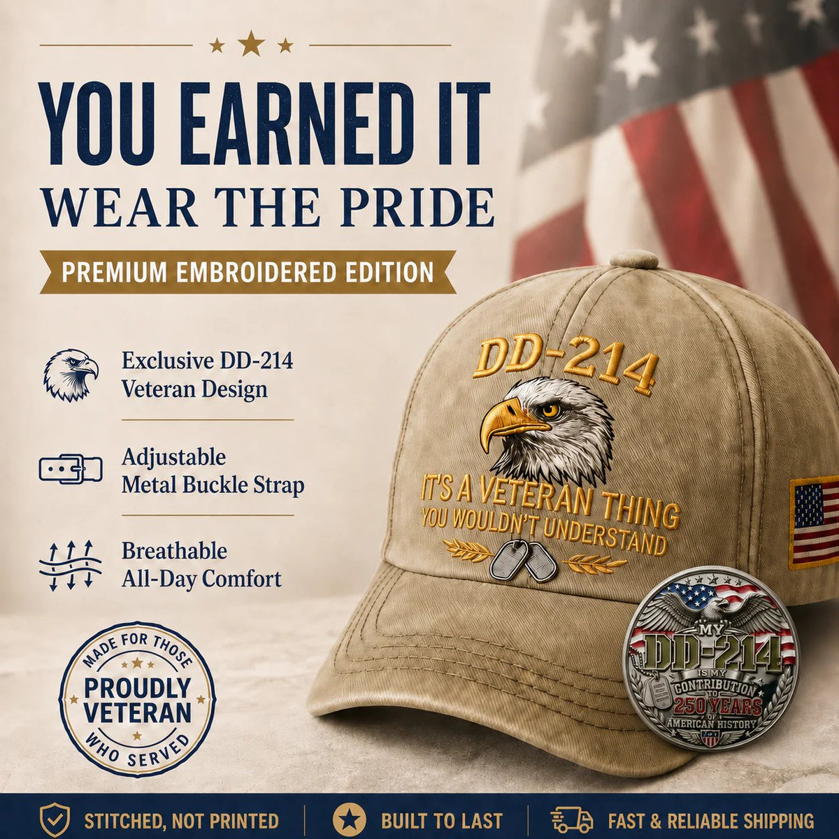 DD-214 Veteran 3D Embroidered Cap - “IT'S A VETERAN THING YOU WOULDN'T UNDERSTAND”