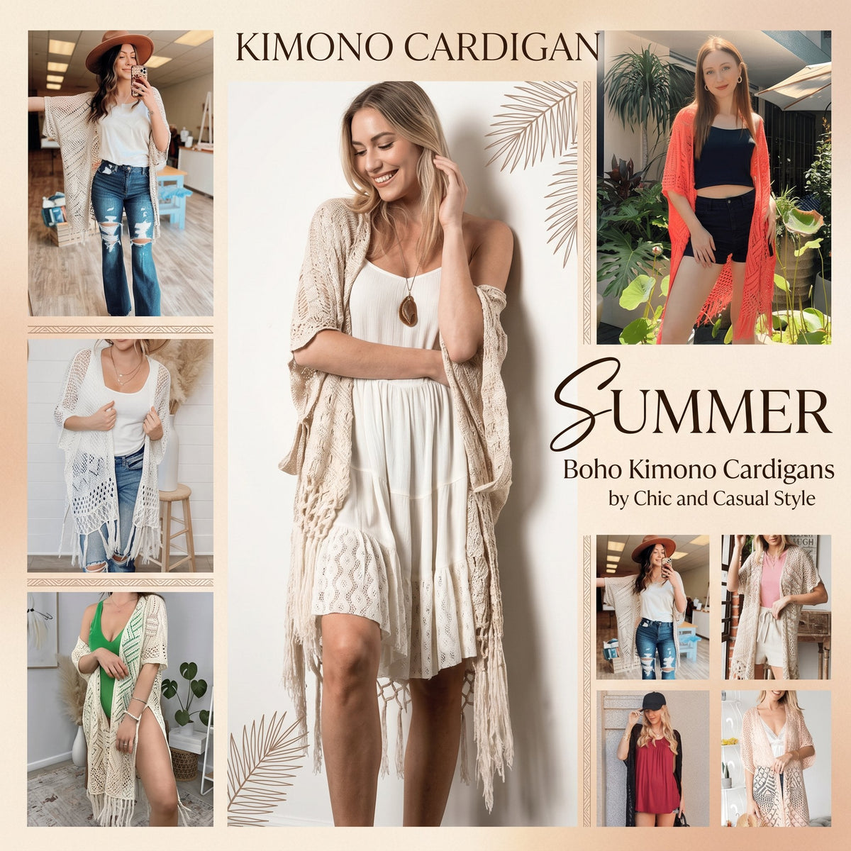 2026 Women’s Lightweight Knit Cardigan – Oversized Open Front, Hollow-Out Crochet Tassel Kimono Sweater for Spring & Summer