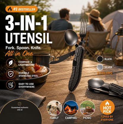 Surprise 50% off！Must-have for outdoor trips 4-In-1 Outdoor Folding Multifunctional Tableware