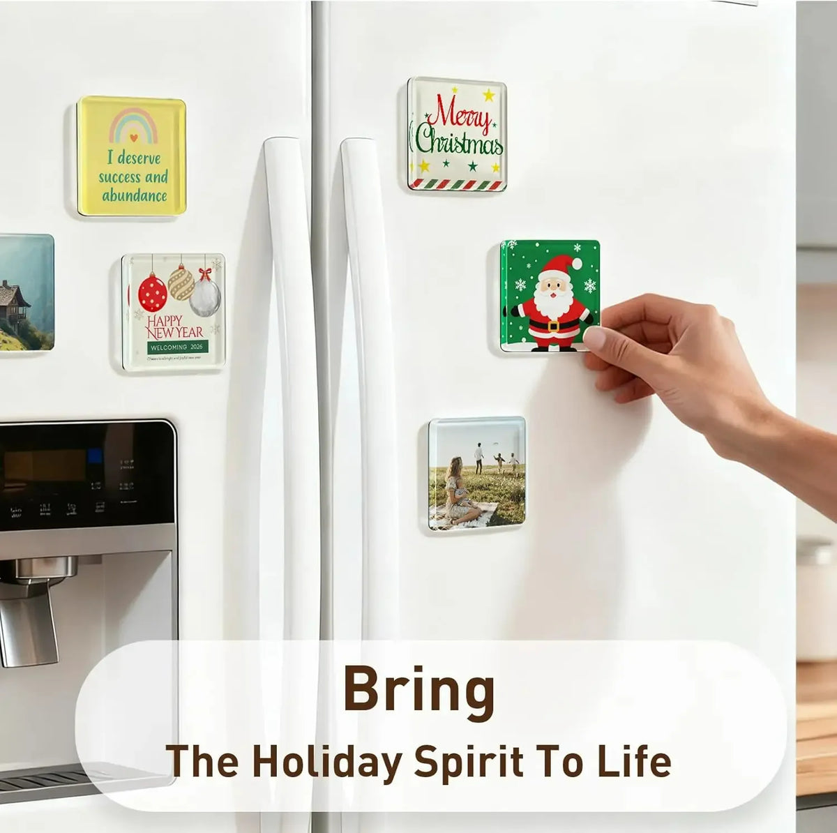10 Pack 2" x 2" Clear Acrylic DIY Fridge Magnet Set with Adhesive Backing – Square Magnetic Photo Frames with Stunning 3D Effect