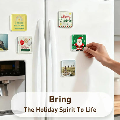 10 Pack 2" x 2" Clear Acrylic DIY Fridge Magnet Set with Adhesive Backing – Square Magnetic Photo Frames with Stunning 3D Effect