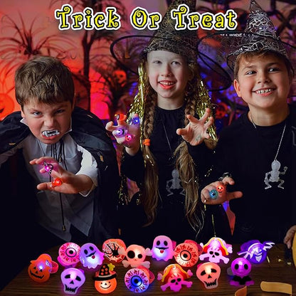 50 Pieces Each Box‼LED Light Halloween Glowing Ring | Flashing Light‑Up Party Favor for Halloween Night